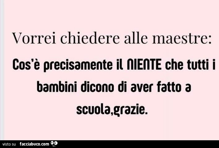 Vorrei Chiedere Alle Maestre Cos Precisamente Il Niente Che Tutti I