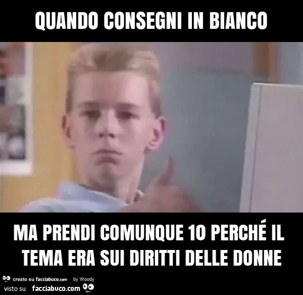 Quando consegni in bianco ma prendi comunque 10 perchรฉ il tema era sui diritti delle donne
