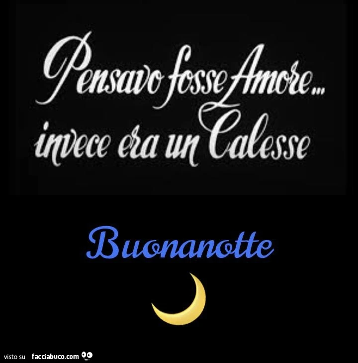 Pensavo fosse amore invece era un calesse. Buonanotte