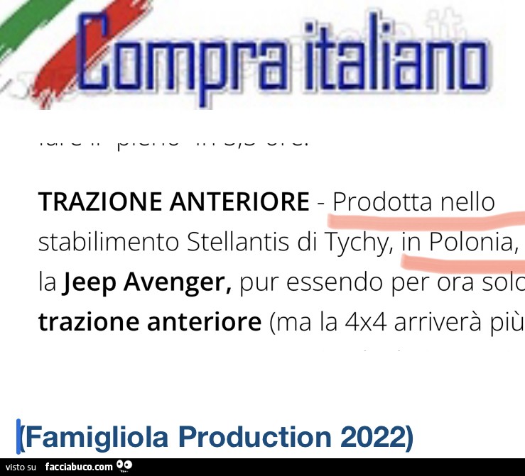 Compra italiano. Prodotta nello stabilimento stellantis di tychy, in polonia