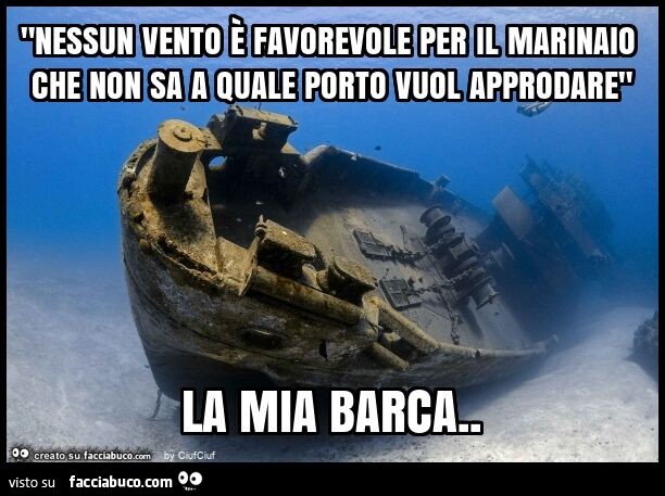 "nessun vento è favorevole per il marinaio che non sa a quale porto vuol approdare" la mia barca