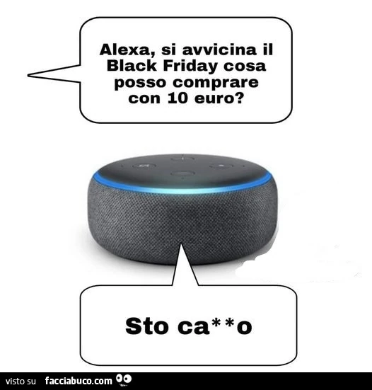 Alexa, si avvicina il black friday cosa posso comprare con 10 euro? Stocazzo