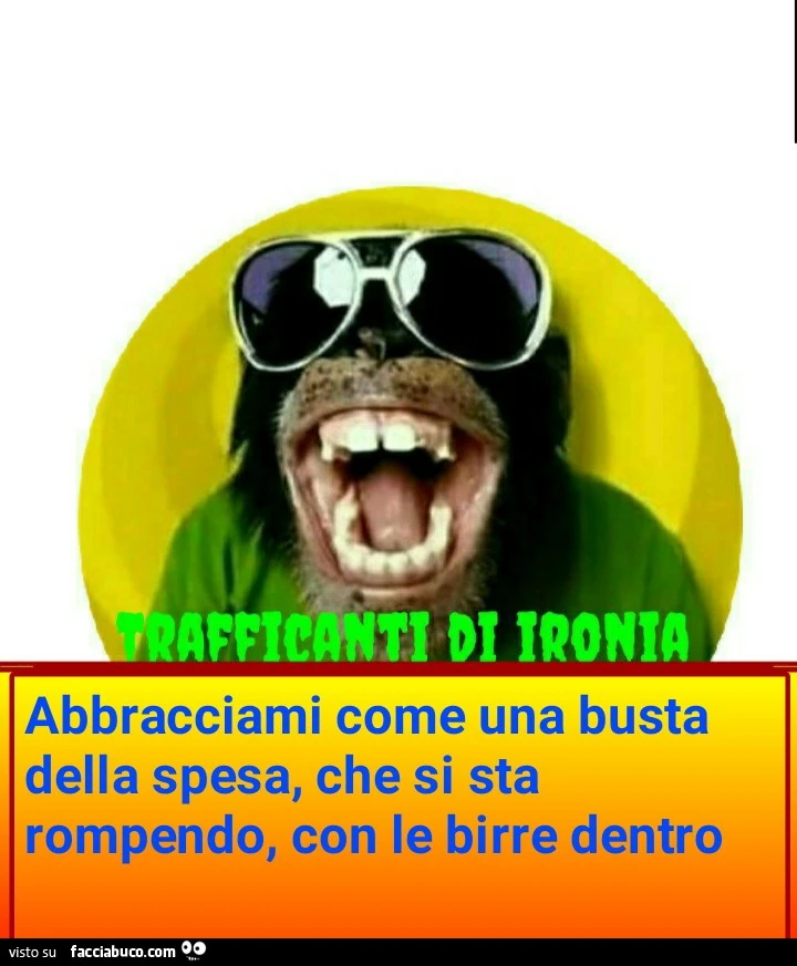 Abbracciami come una busta della spesa, che si sta rompendo, con le birre dentro