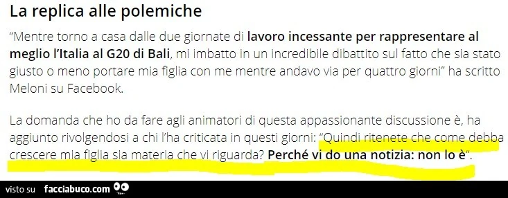 La replica alle polemiche