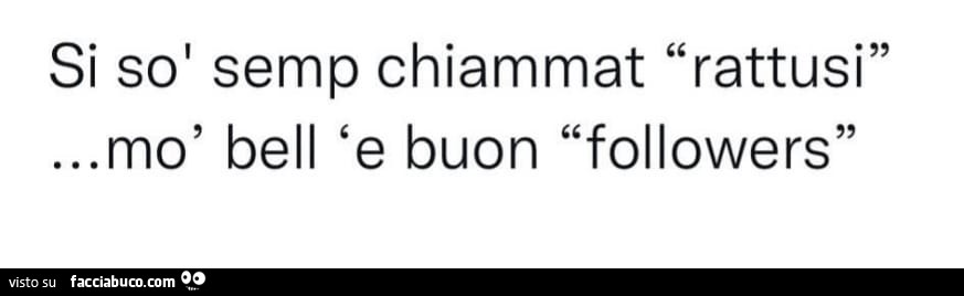 Si sò semp chiammat rattusi… mò bell e buon followers