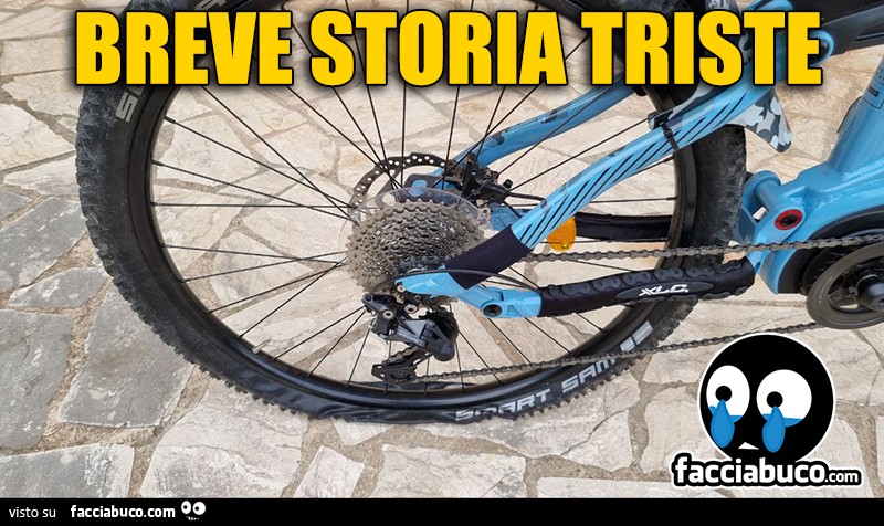 Bicicletta con gomma bucata. Breve storia triste