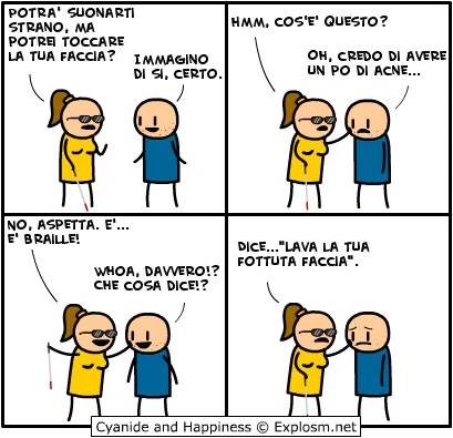 Cyanide & Happiness. Posso toccare la tua faccia?