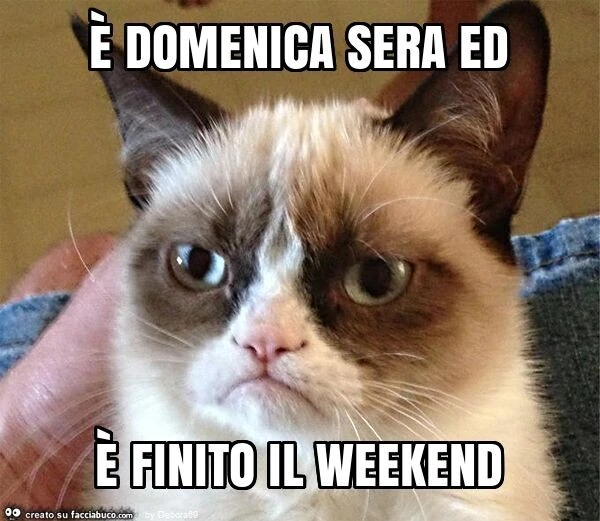 È domenica sera ed è finito il weekend