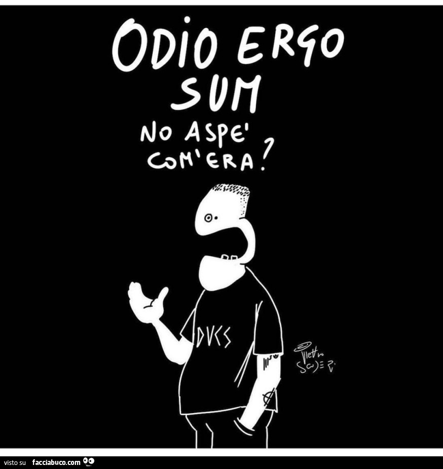 Odio ergo sum. No aspè com'era?