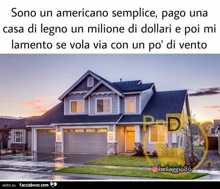 Sono un americano semplice pago una casa di legno un milione di dollari e poi
