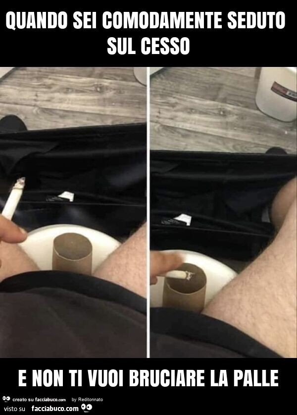 Quando sei comodamente seduto sul cesso e non ti vuoi bruciare la palle