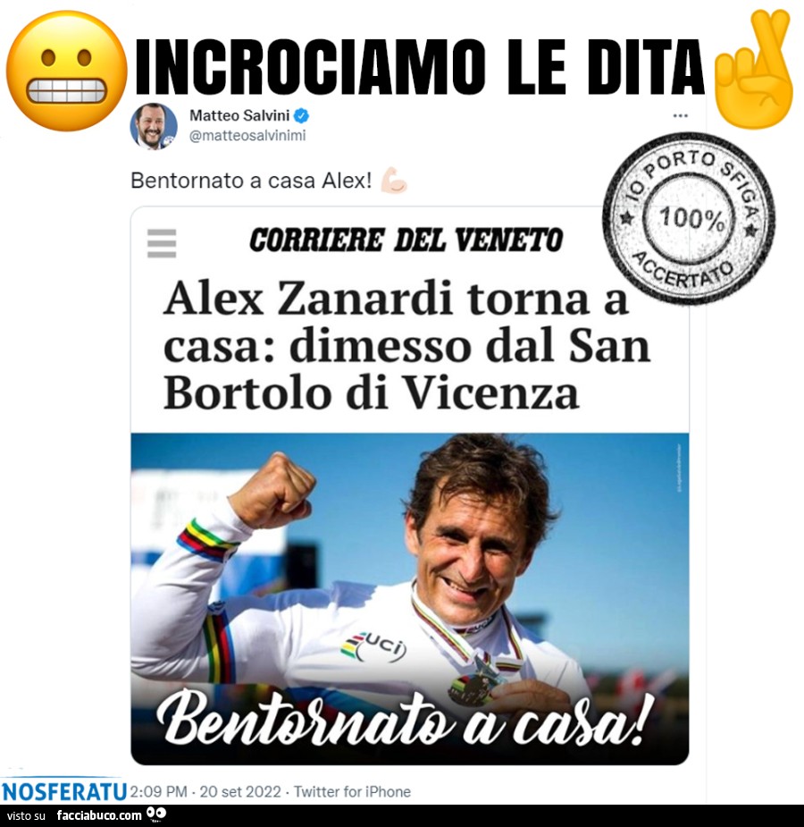 Salvini "secca" Alex Zanardi