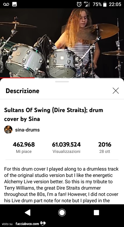 Sultans Of Swing (Dire Straits); drum cover by Sina