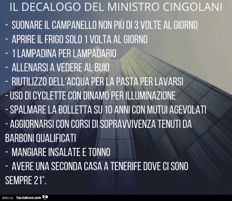 Il decalogo del ministro cingolani