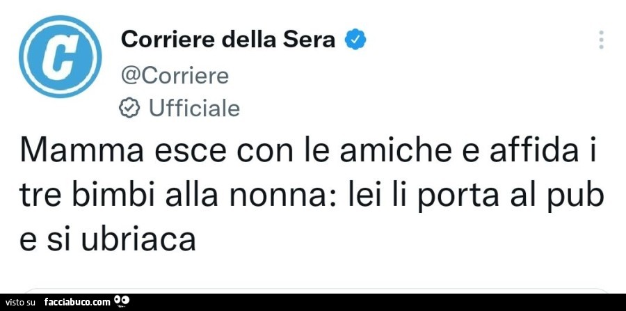 Mamma esce con le amiche e affida i tre bimbi alla nonna: lei li porta al pub e si ubriaca