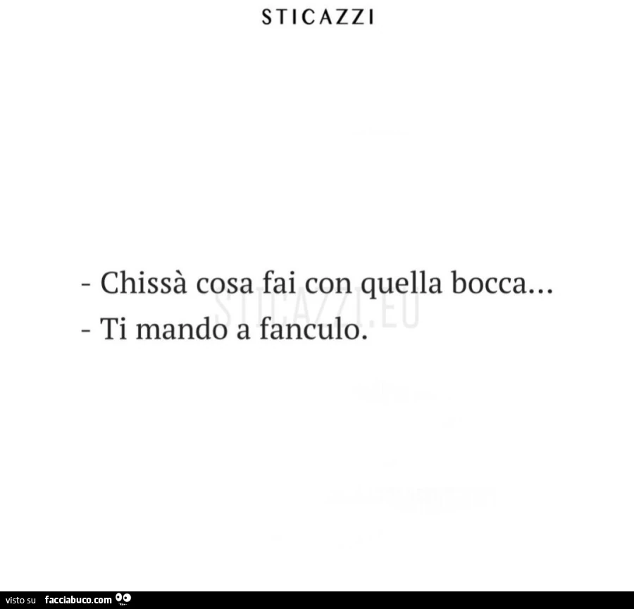 Chissà cosa fai con quella bocca&hellip; ti mando a fanculo