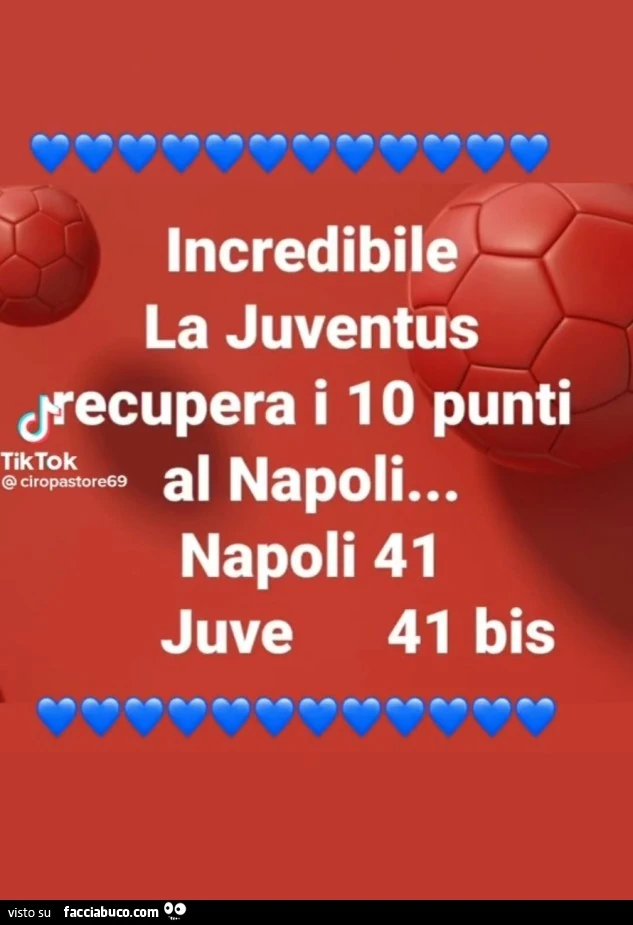 Incredibile la juventus recupera i 10 punti al napoli&hellip; napoli 41 juve 41 bis