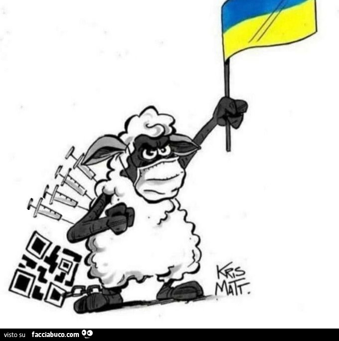 Pecora con bandiera Ucraina