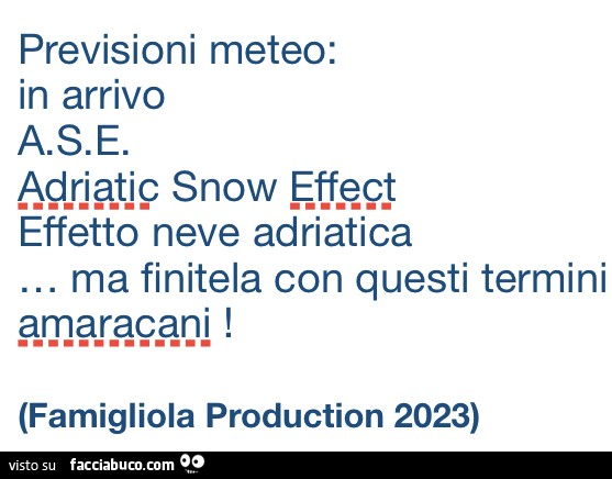 Previsioni meteo: in arrivo Adriatic snow effect effetto neve adriatica. Ma finitela con questi termini amaracani