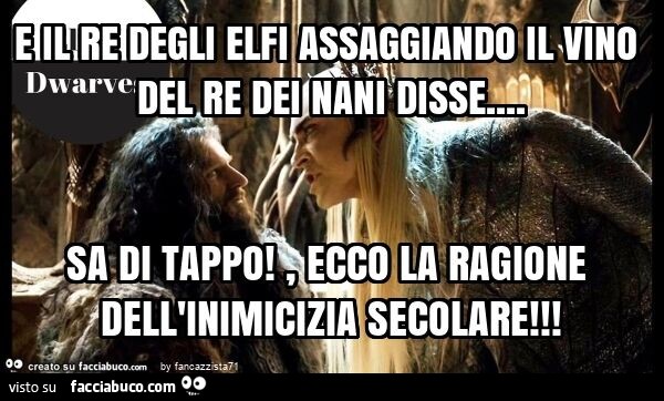 E il re degli elfi assaggiando il vino del re dei nani disse… sa di tappo! , Ecco la ragione dell'inimicizia secolare