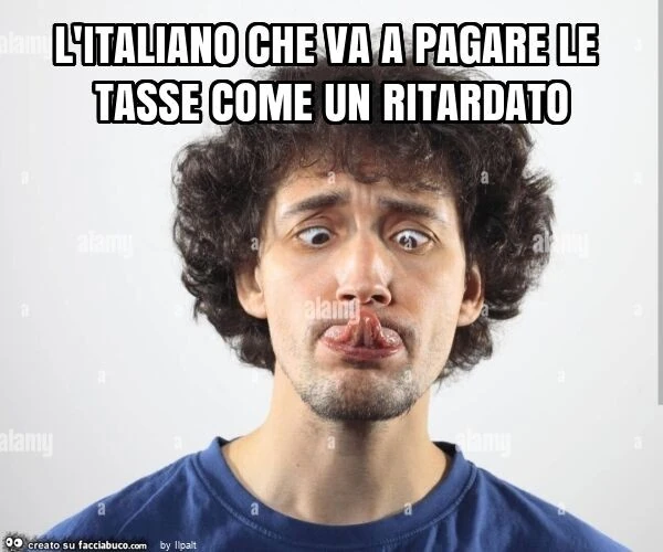L'italiano che va a pagare le tasse come un ritardato