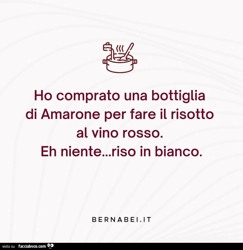 Ho comprato una bottiglia di amarone per fare il risotto al vino rosso. Eh niente&hellip; riso in bianco