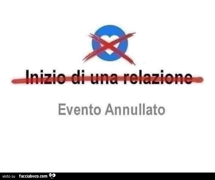 Inizio di una relazione. Evento annullato