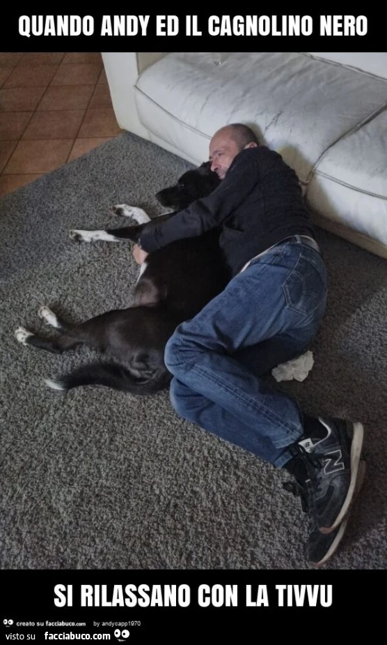 Quando andy ed il cagnolino nero si rilassano con la tivvu