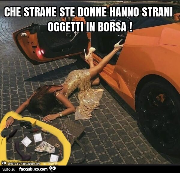 Che strane ste donne hanno strani oggetti in borsa