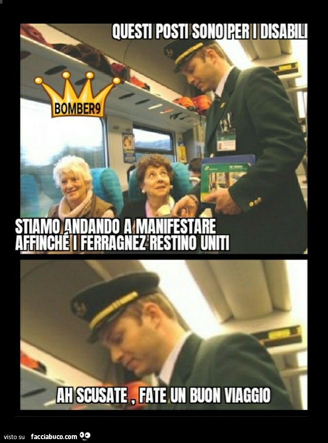 Questi posti sono per i disabili stiamo andando a manifestare affinché i ferragnez restino uniti