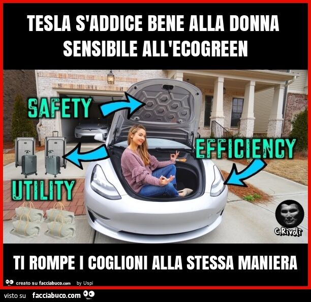 Tesla s'addice bene alla donna sensibile all'ecogreen ti rompe i coglioni alla stessa maniera