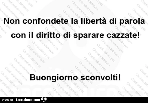 Non confondete la libertà di parola con il diritto di sparare cazzate! Buongiorno sconvolti