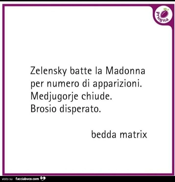 Zelensky batte la madonna per numero di apparizioni. Medjugorje chiude. Brosio disperato