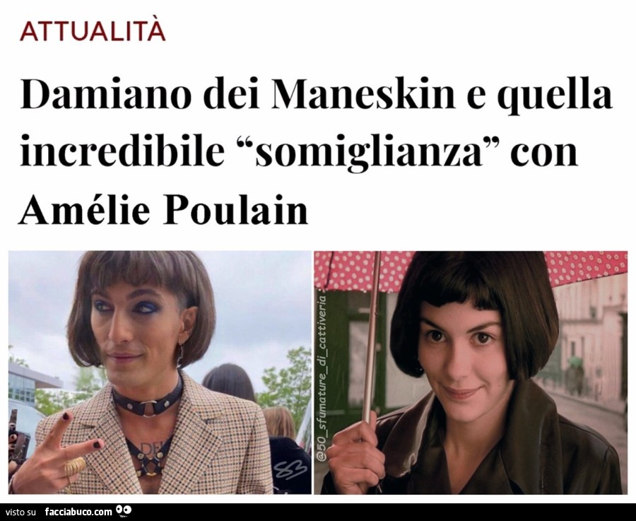 Damiano dei Maneskin e quella incredibile somiglianza con Amélie Poulain