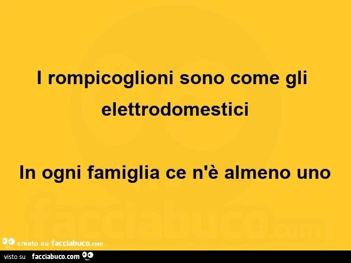 I rompicoglioni sono come gli elettrodomestici  in ogni famiglia ce n'è almeno uno 