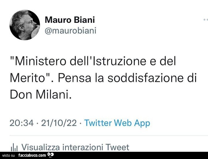 Ministero dell'istruzione e del merito. Pensa la soddisfazione di don milani