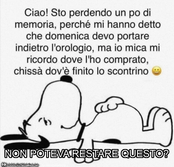 Non poteva restare questo?