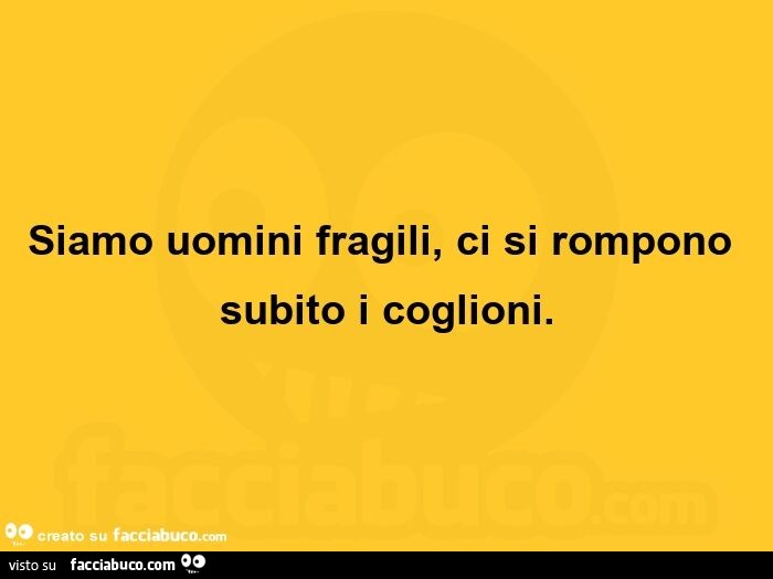 Siamo uomini fragili, ci si rompono subito i coglioni