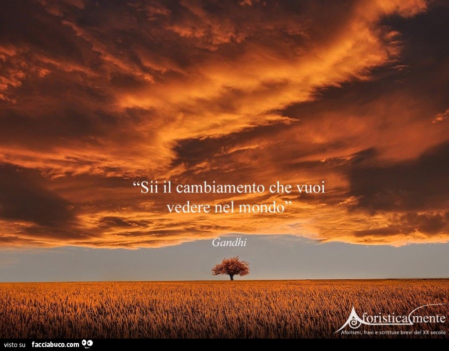 Sii il cambiamento che vuoi vedere nel mondo. Gandhi