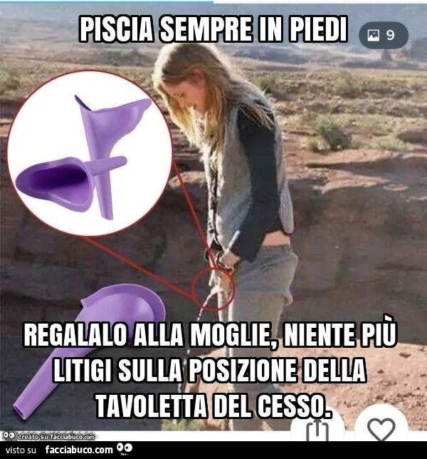 Piscia sempre in piedi regalalo alla moglie, niente più litigi sulla posizione della tavoletta del cesso