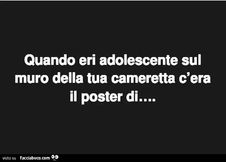 Quando eri adolescente sul muro della tua cameretta c'era il poster di