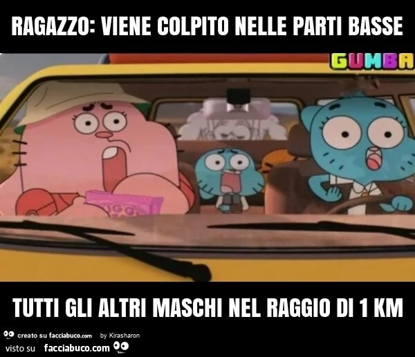 Ragazzo: viene colpito nelle parti basse tutti gli altri maschi nel raggio di 1 km