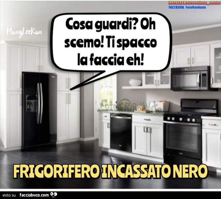 Cosa guardi oh scemo ti spacco la faccia frigorifero