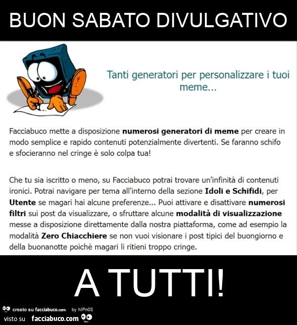 Buon sabato divulgativo a tutti