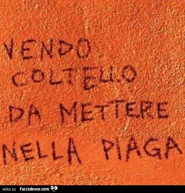 Vendo coltello da mettere nella piaga