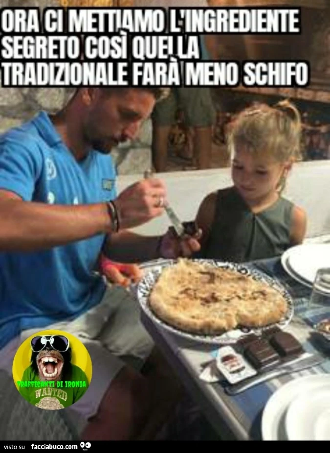 Ora ci mettiamo l'ingrediente segreto così quella tradizionale farà meno schifo