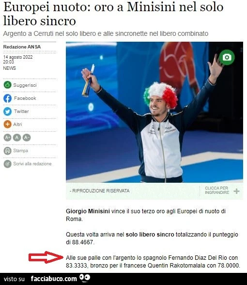 Refuso ANSA: "Alle sue PALLE"