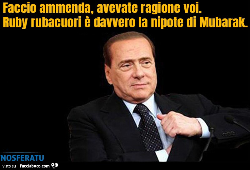 Faccio ammenda, avevate ragione voi. Ruby rubacuori è davvero la nipote di Mubarak