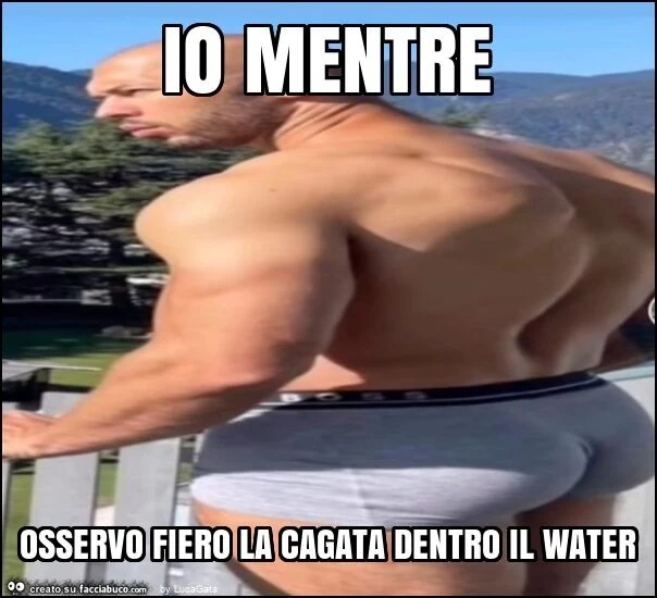 Io mentre osservo fiero la cagata dentro il water