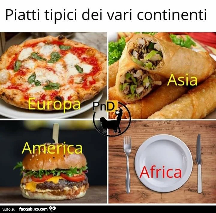 Piatti tipici dei vari continenti europa Asia America
